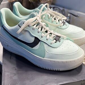 Nike Air Force 1 Mint and Black Sneakers
